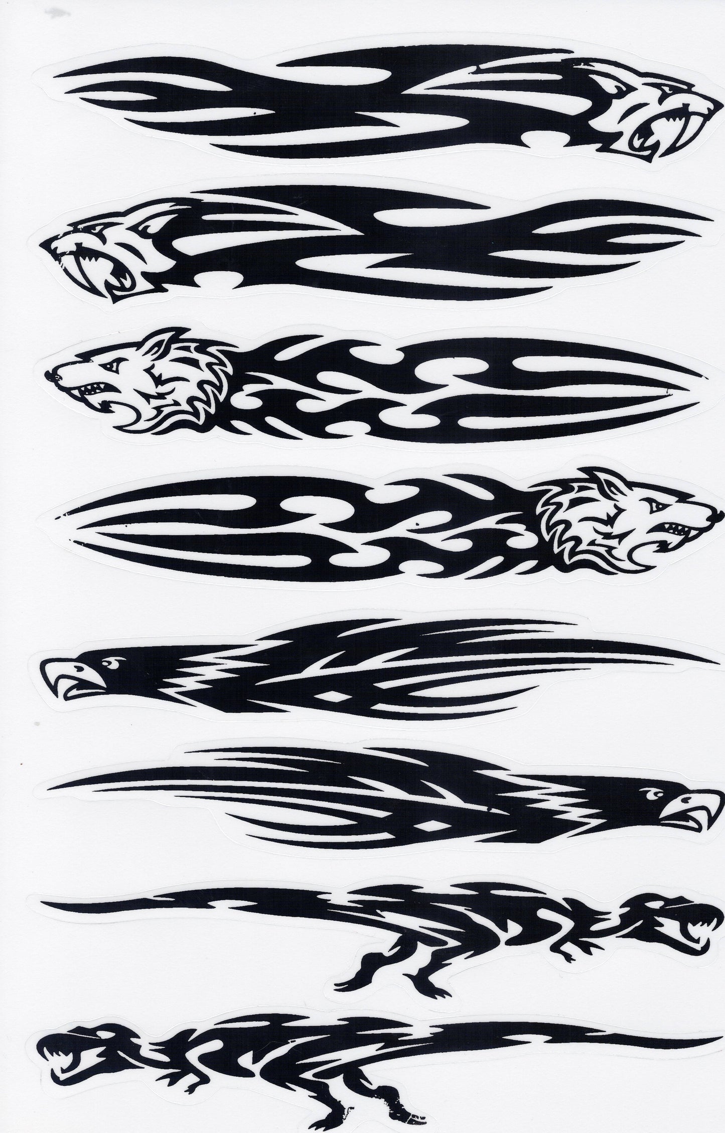 Flammes Feu noir Dino Tigre autocollant sticker moto scooter skateboard tuning voiture adhésif 375