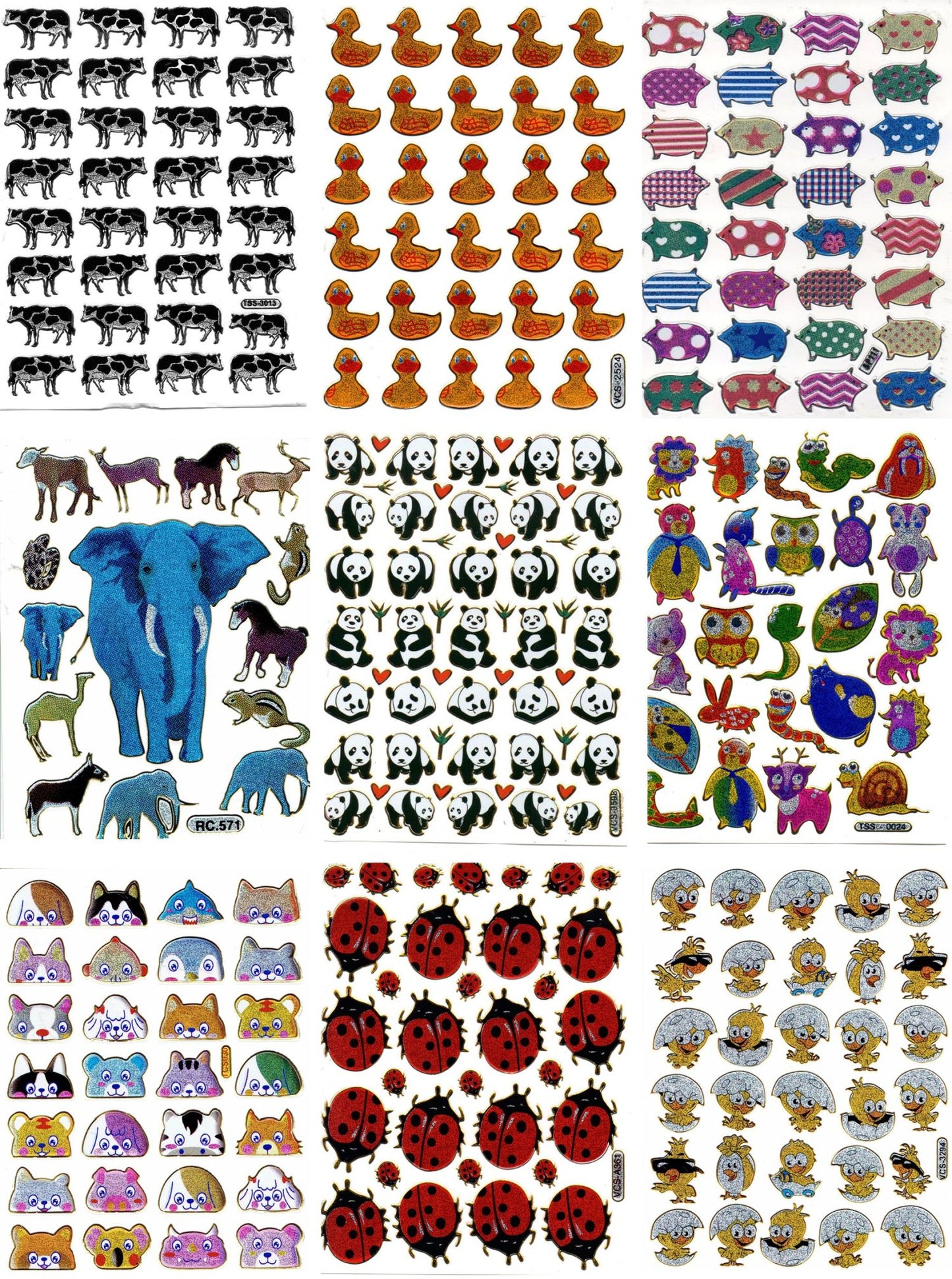 Elephant elephants colorful animals stickers stickers metallic glitter effect children's handicraft kindergarten 1 sheet 504