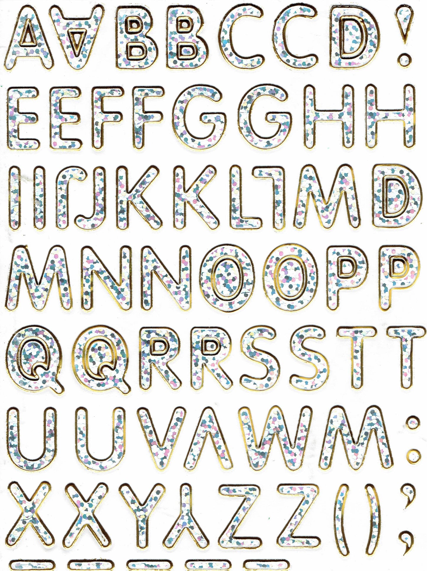 Lettres ABC violet hauteur 14 mm autocollant autocollant métallisé paillettes effet école bureau dossier enfants artisanat maternelle 1 feuille 527