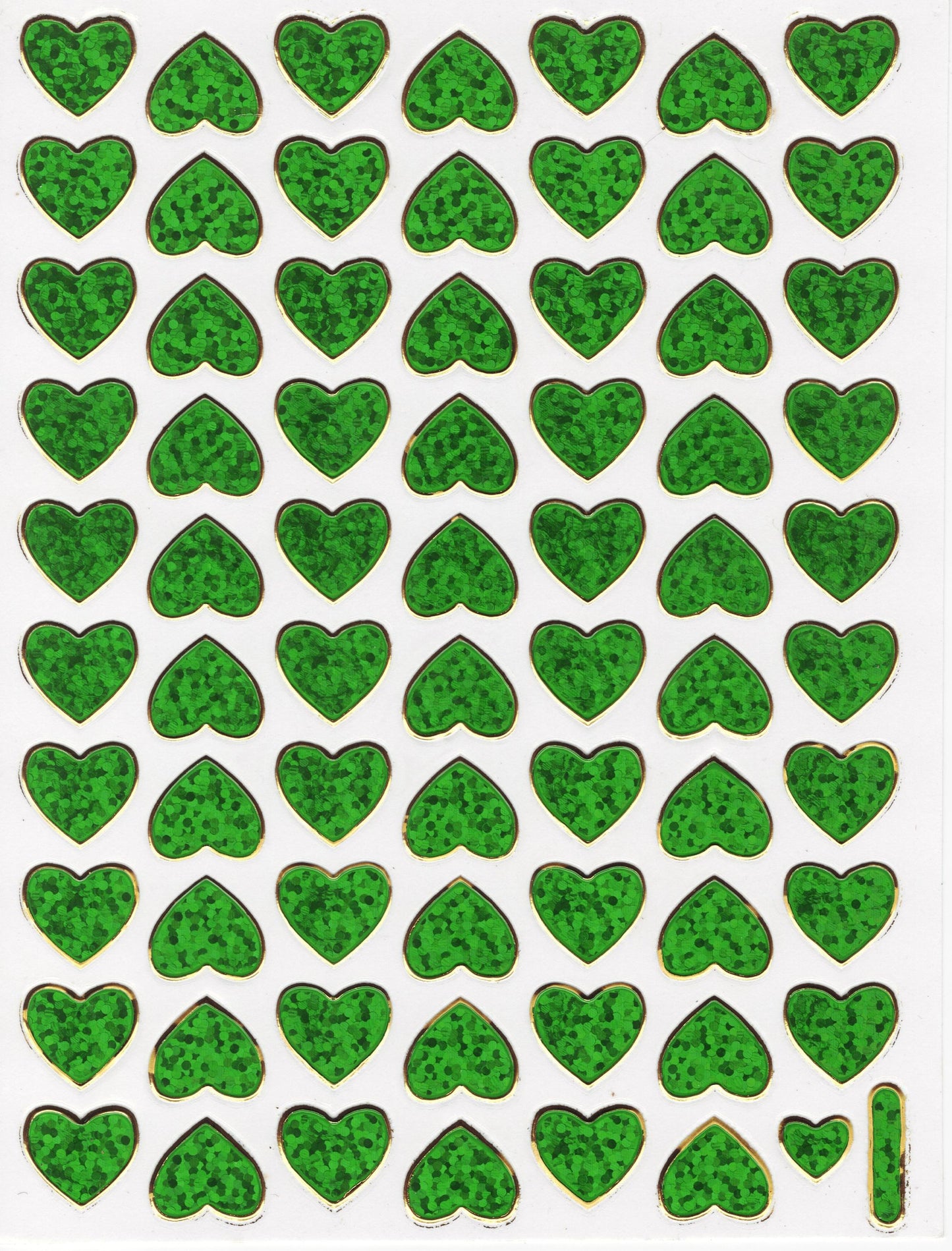 Heart Hearts green Love Stickers metallic glitter effect for children crafting kindergarten birthday 1 sheet 458