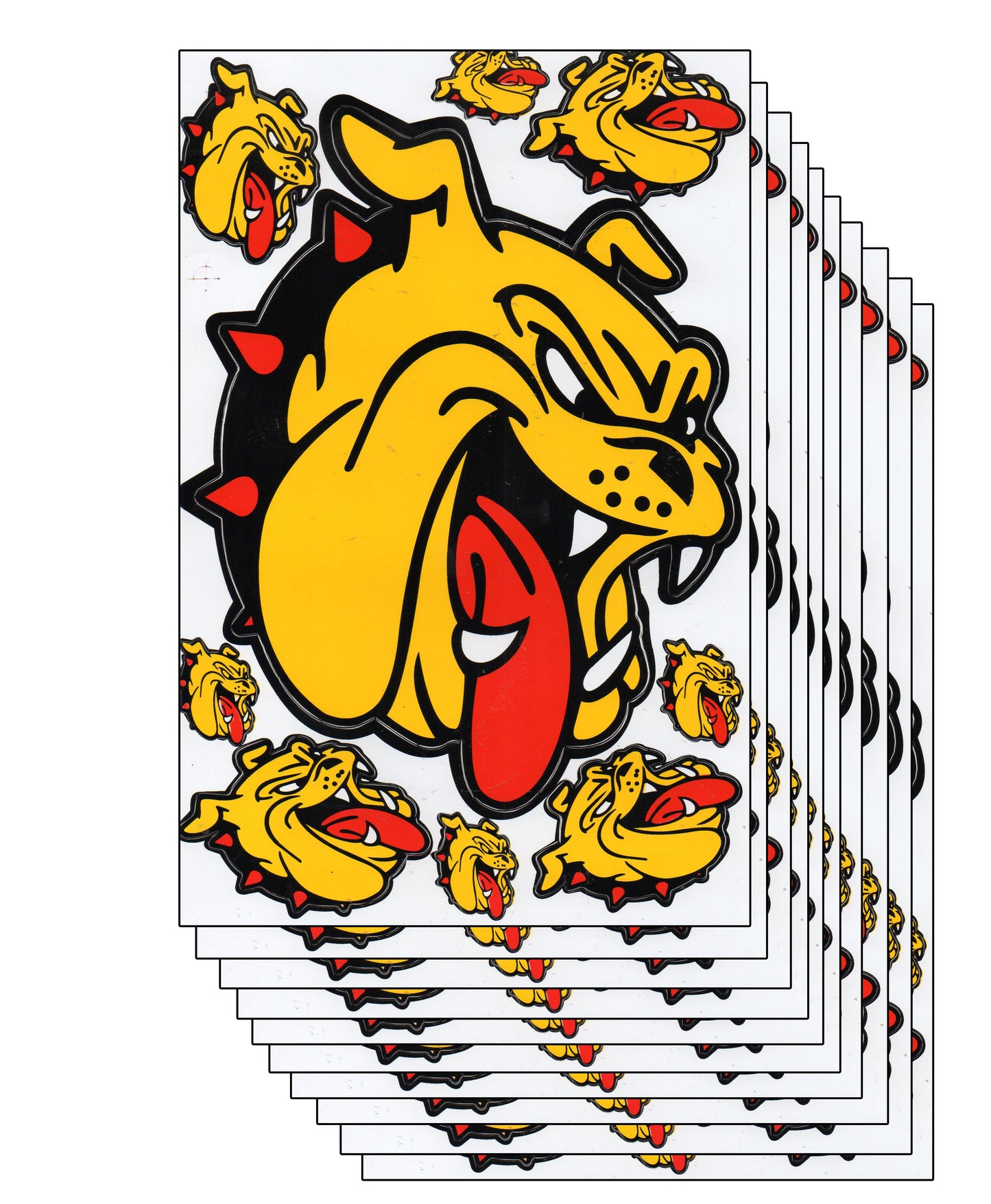 10ER SPAR PACK Bulldogge Hund gelb Aufkleber Sticker Motorrad Roller Skateboard Auto Tuning Modellbau selbstklebend 003