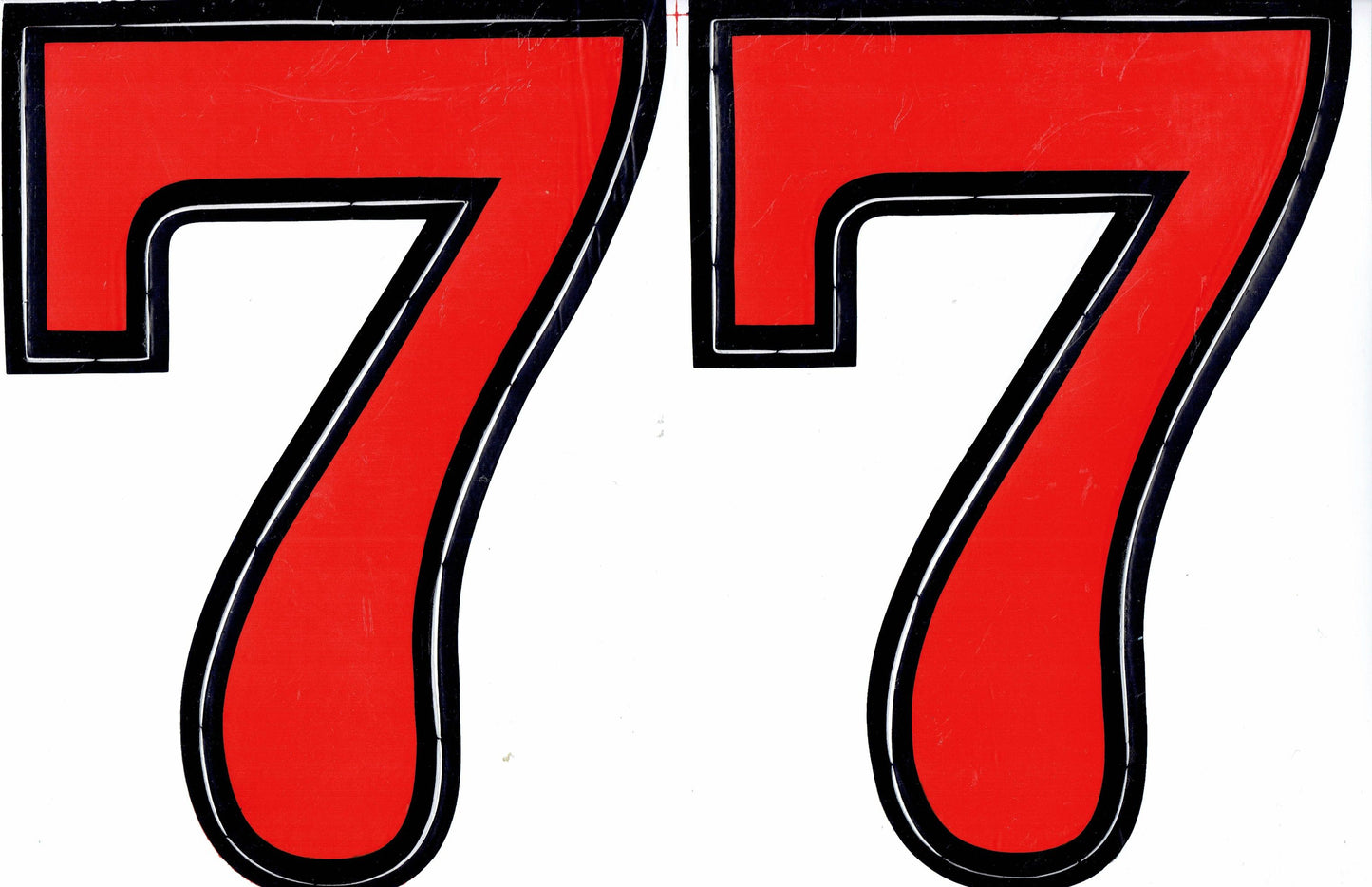 Grosse Nummer 7 rot 165 mm hoch Aufkleber Sticker Motorrad Roller Skateboard Auto Tuning Modellbau selbstklebend 045