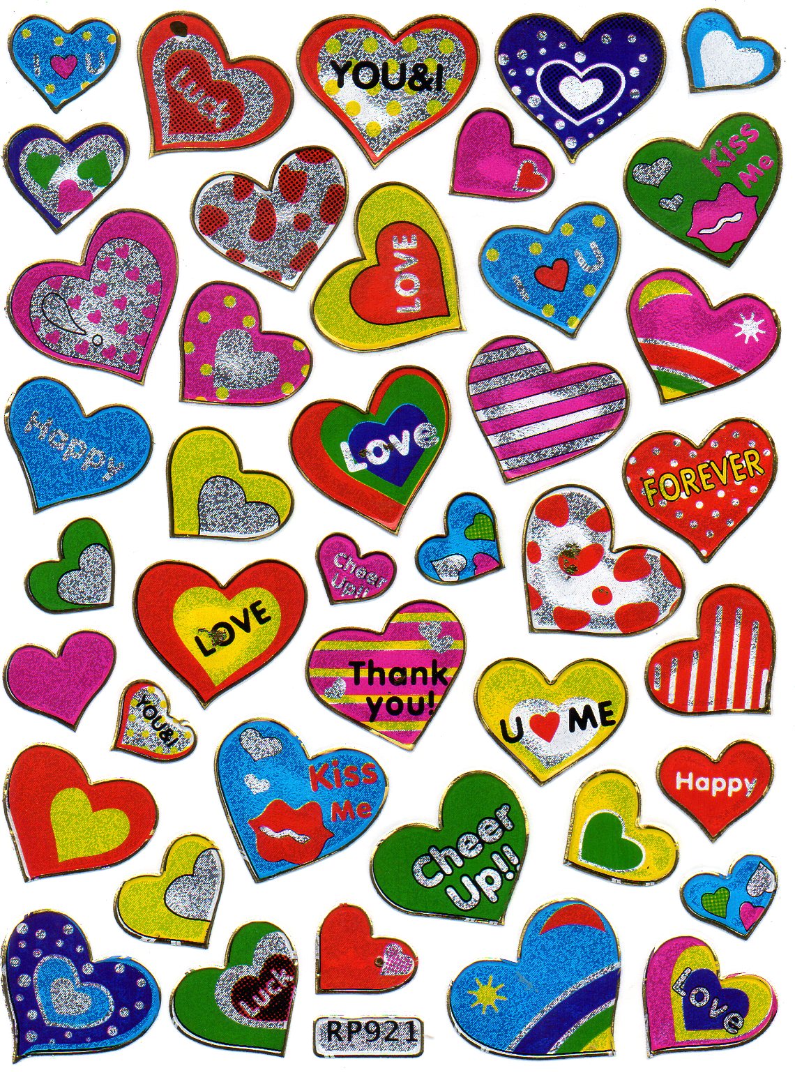 Herz Herzen bunt Liebe Aufkleber Sticker metallic Glitzer Effekt für Kinder Basteln Kindergarten Geburtstag 1 Bogen 054