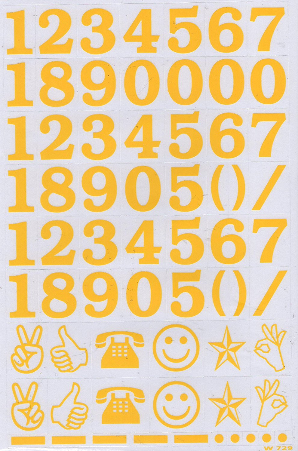 Numbers 123 yellow 27 mm high stickers for office folders children crafts kindergarten birthday 1 sheet 083