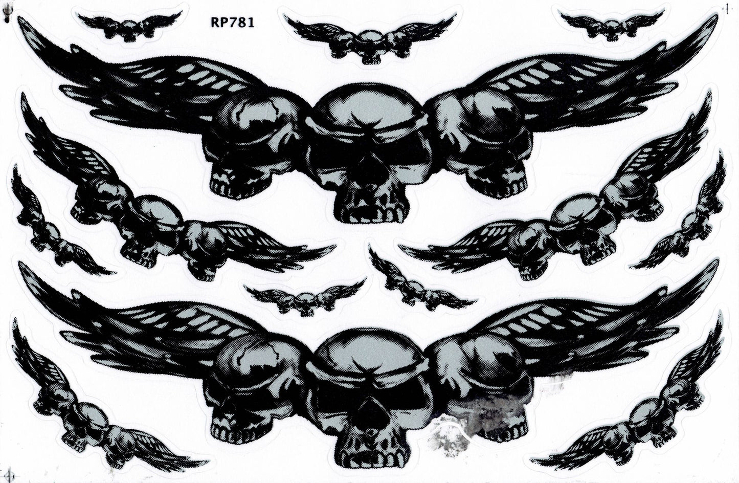 Fliegender Totenkopf Skull Aufkleber Sticker Motorrad Roller Skateboard Auto Tuning Modellbau selbstklebend 100