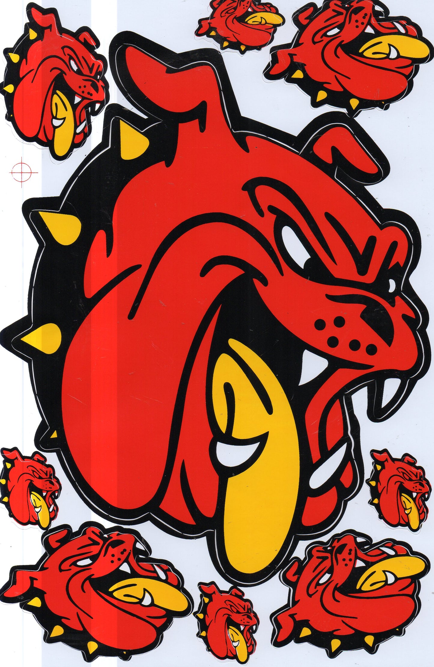 Bulldogge Hund rot Aufkleber Sticker Motorrad Roller Skateboard Auto Tuning Modellbau selbstklebend 108