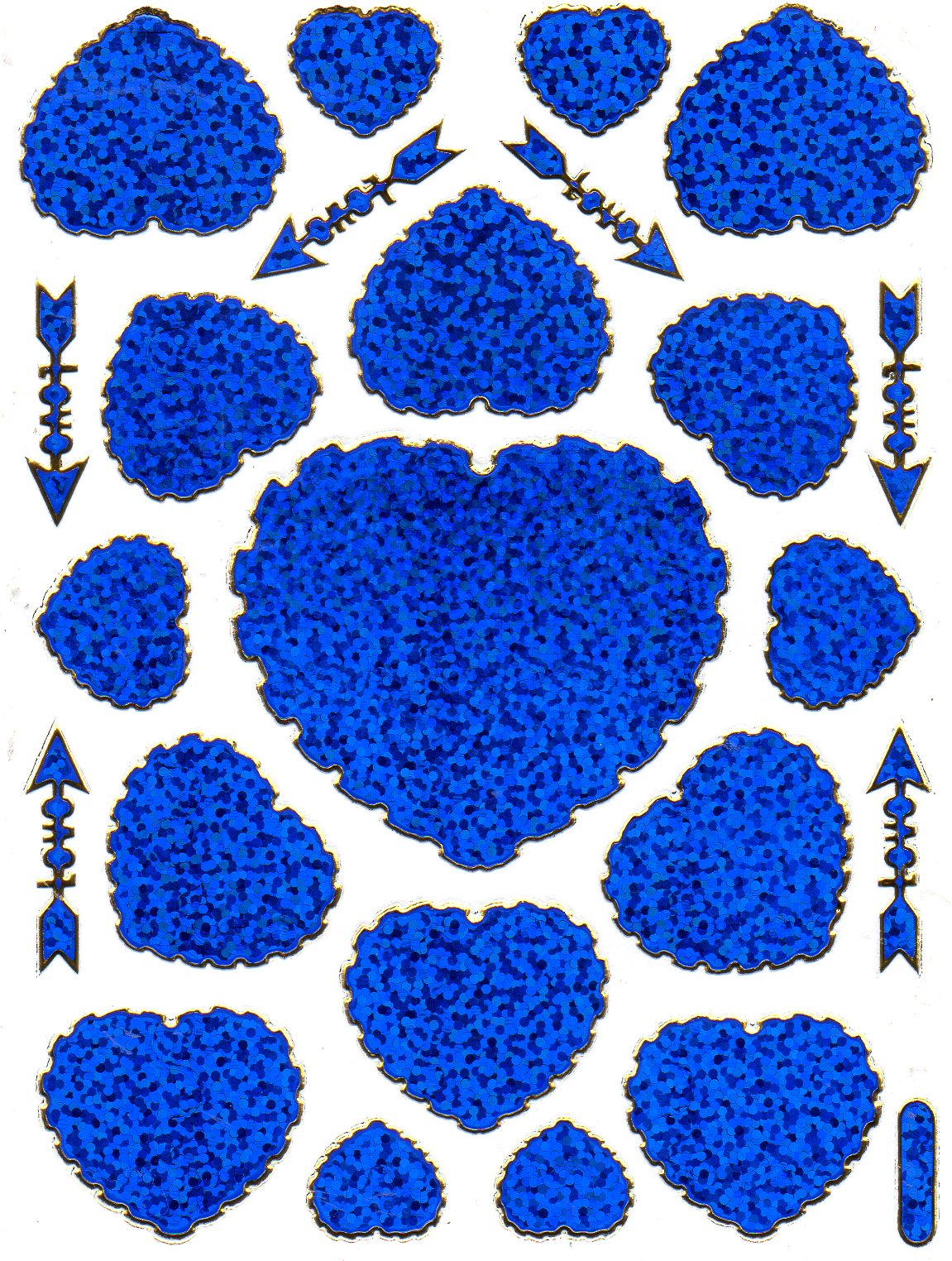 Heart Hearts Blue Love Sticker Metallic Glitter Effect for Children Crafts Kindergarten 1 sheet 131