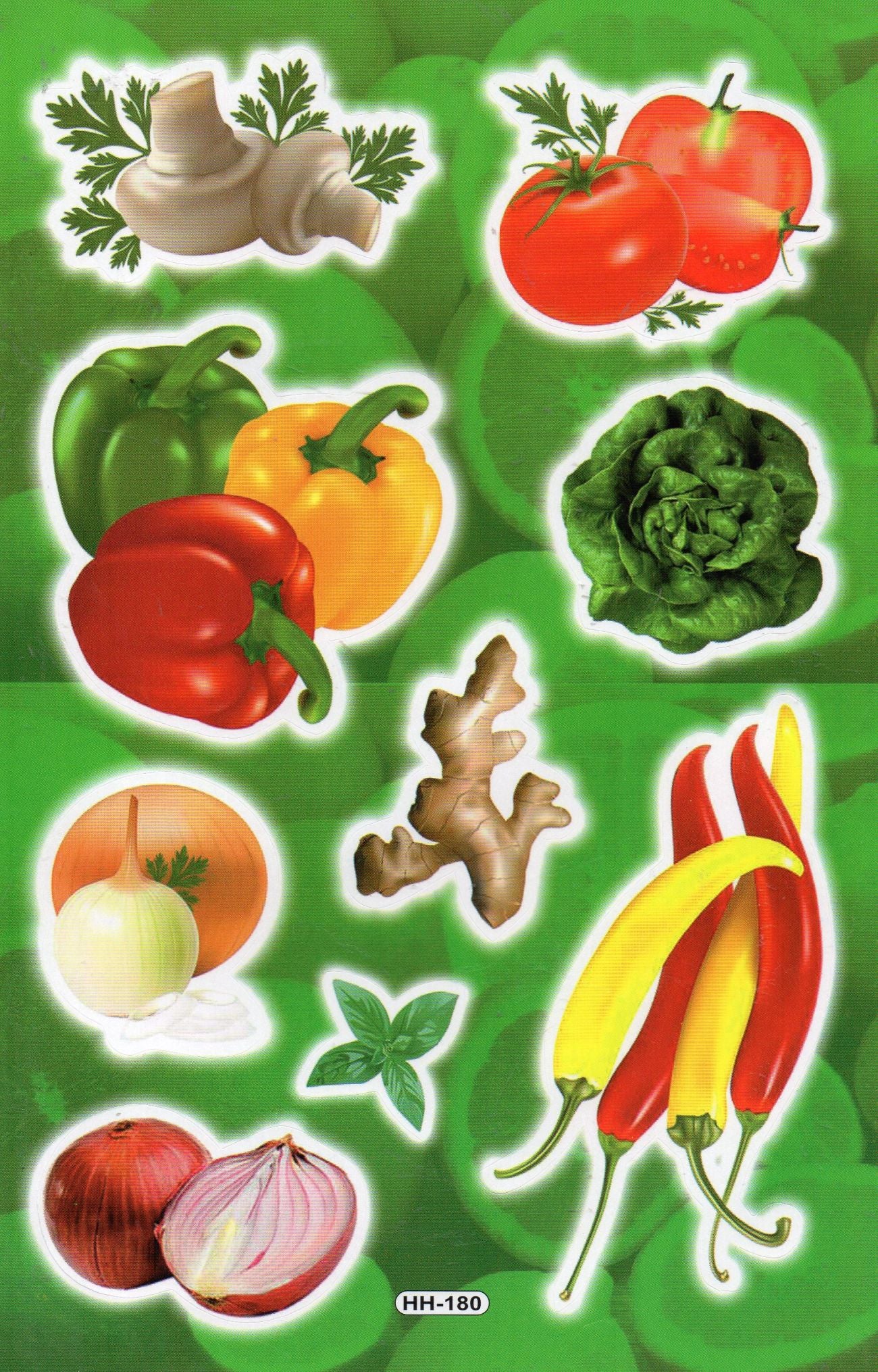 Gemüse Kopfsalat Tomate Ingwer Chilli Aufkleber Sticker für Kinder Basteln Kindergarten Geburtstag 1 Blatt 186