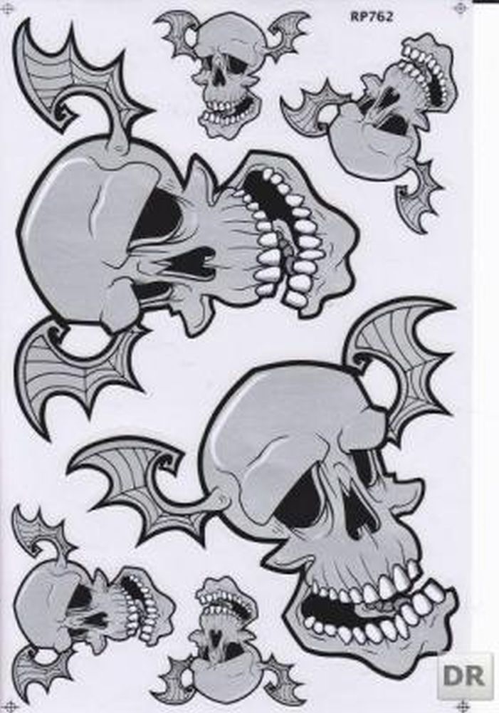 Fliegender Schädel Totenkopf Skull Aufkleber Sticker Motorrad Roller Skateboard Auto Tuning Modellbau selbstklebend 287