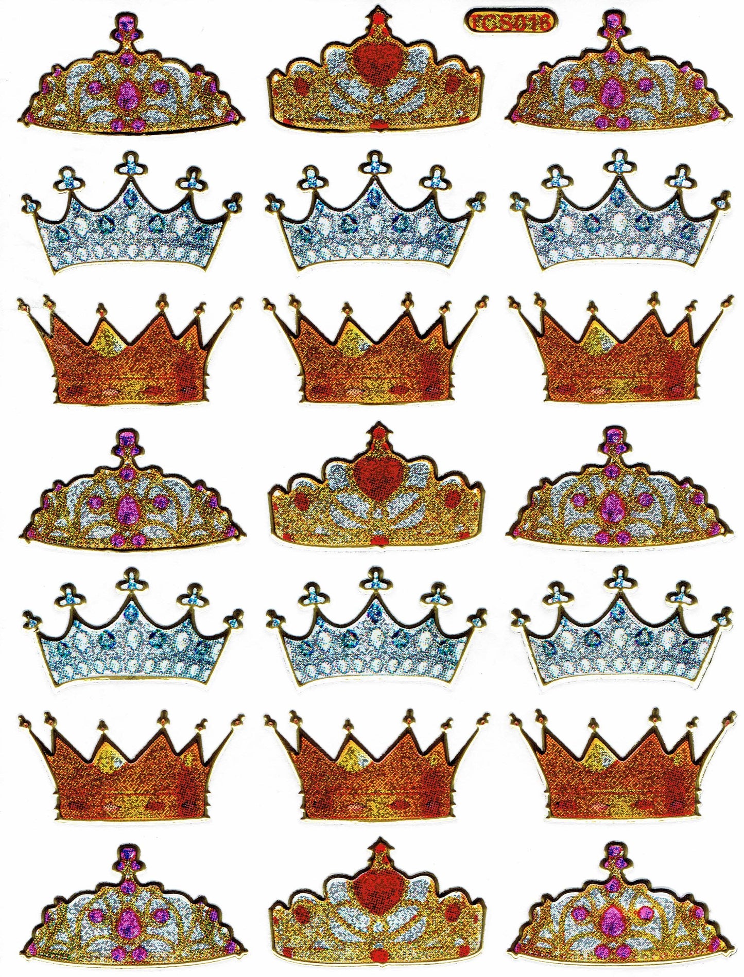 Couronne Roi Reine Prince Autocollant Effet Paillettes Métalliques École Enfants Artisanat Maternelle 1 feuille 299