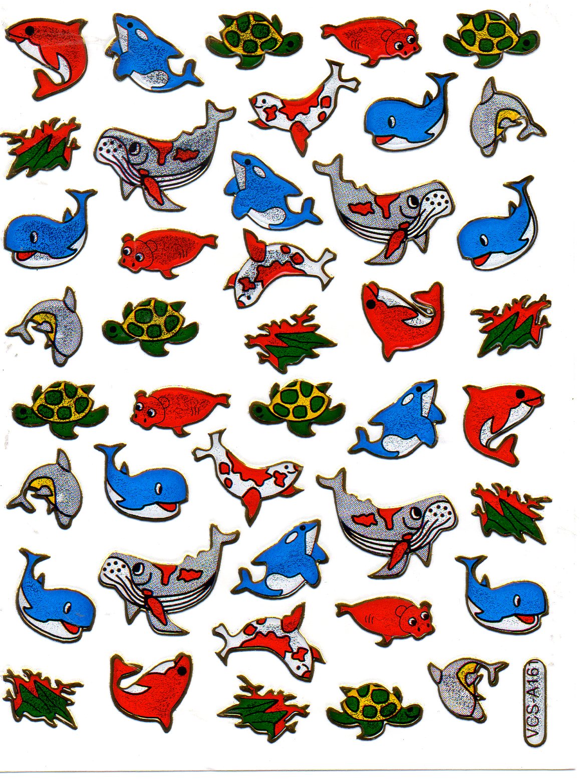 Fish Fish sea creatures aquatic animals animals colorful stickers metallic glitter effect for children crafts kindergarten birthday 1 sheet 321