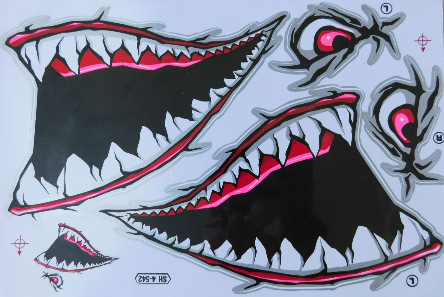 Shark mouth pharynx gullet teeth pink sticker motorcycle scooter skateboard car tuning model building self-adhesive 375