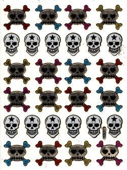 Crâne Pirate crâne os autocollant métallique paillettes effet école bureau dossier enfants artisanat maternelle 1 feuille 045