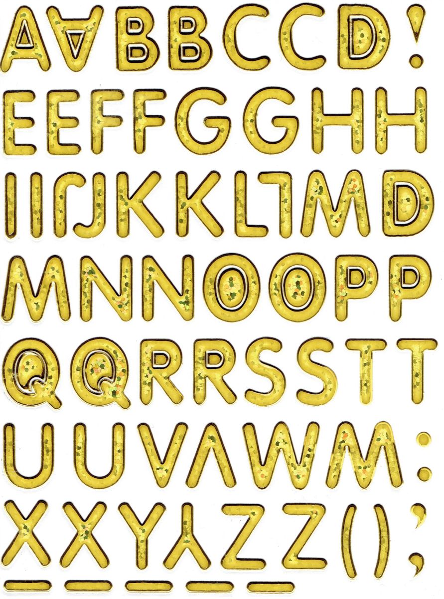 Lettres ABC or hauteur 14 mm autocollant autocollant métallisé paillettes effet école bureau dossier enfants artisanat maternelle 1 feuille 500