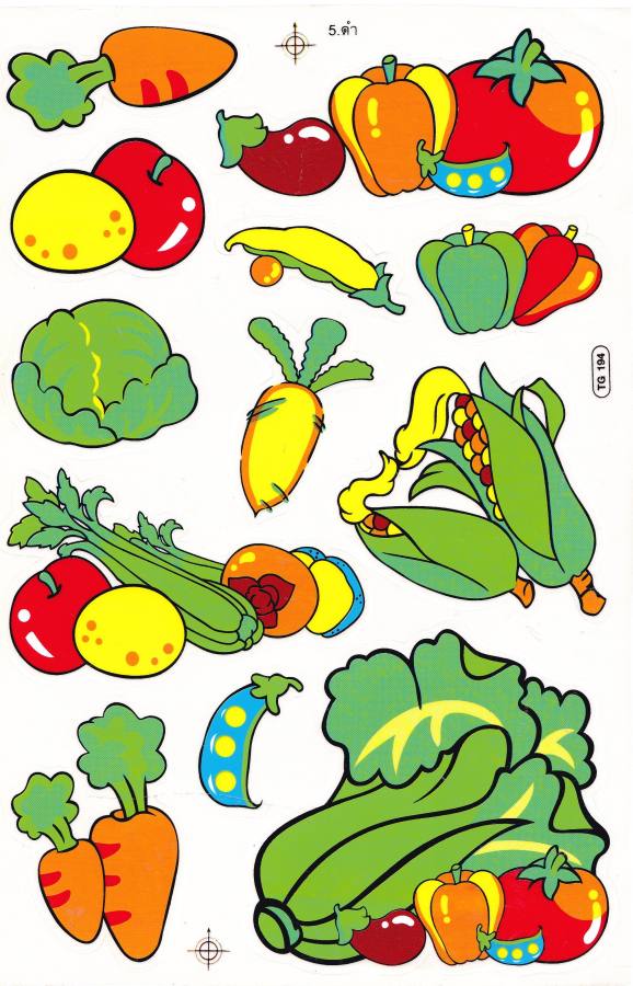 Gemüse Kartoffel Paprika Kohl Salat Aufkleber Sticker für Kinder Basteln Kindergarten Geburtstag 1 Bogen 502