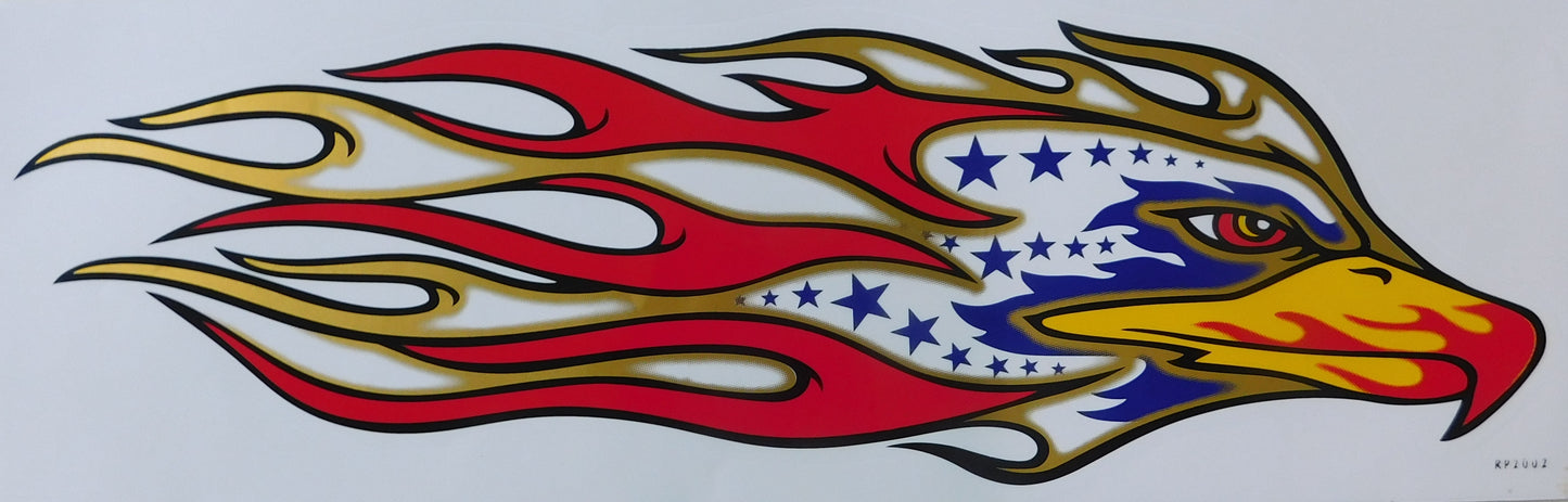 Eagle Falcon Large Flames Fire Sticker Decal Foil 1 Sheet 530 mm x 170 mm weatherproof Motorcycle Scooter Skateboard Car Tuning self-adhesive