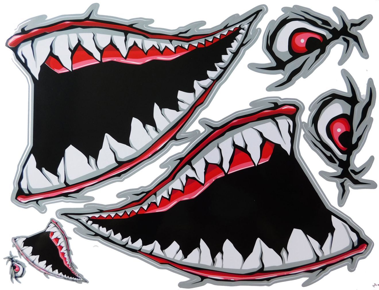 BIG SIZE Hai Maul Rachen Schlund Zähne rot Aufkleber Sticker Motorrad Roller Skateboard Auto Tuning Modellbau selbstklebend FSB114