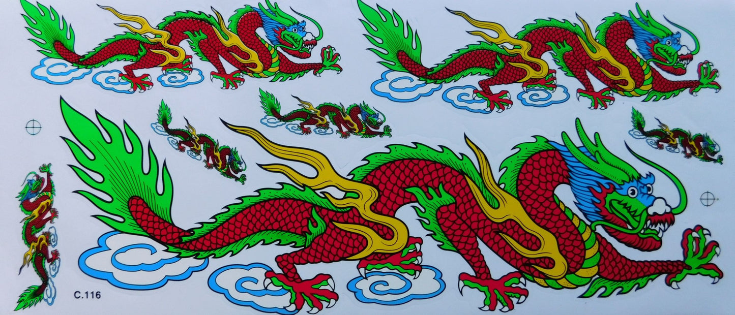 2 x Drache rot extra big Sticker Aufkleber Folie 1 Blatt 530 mm x 230 mm wetterfest Motorrad Roller Skateboard Auto Tuning selbstklebend LS005+6