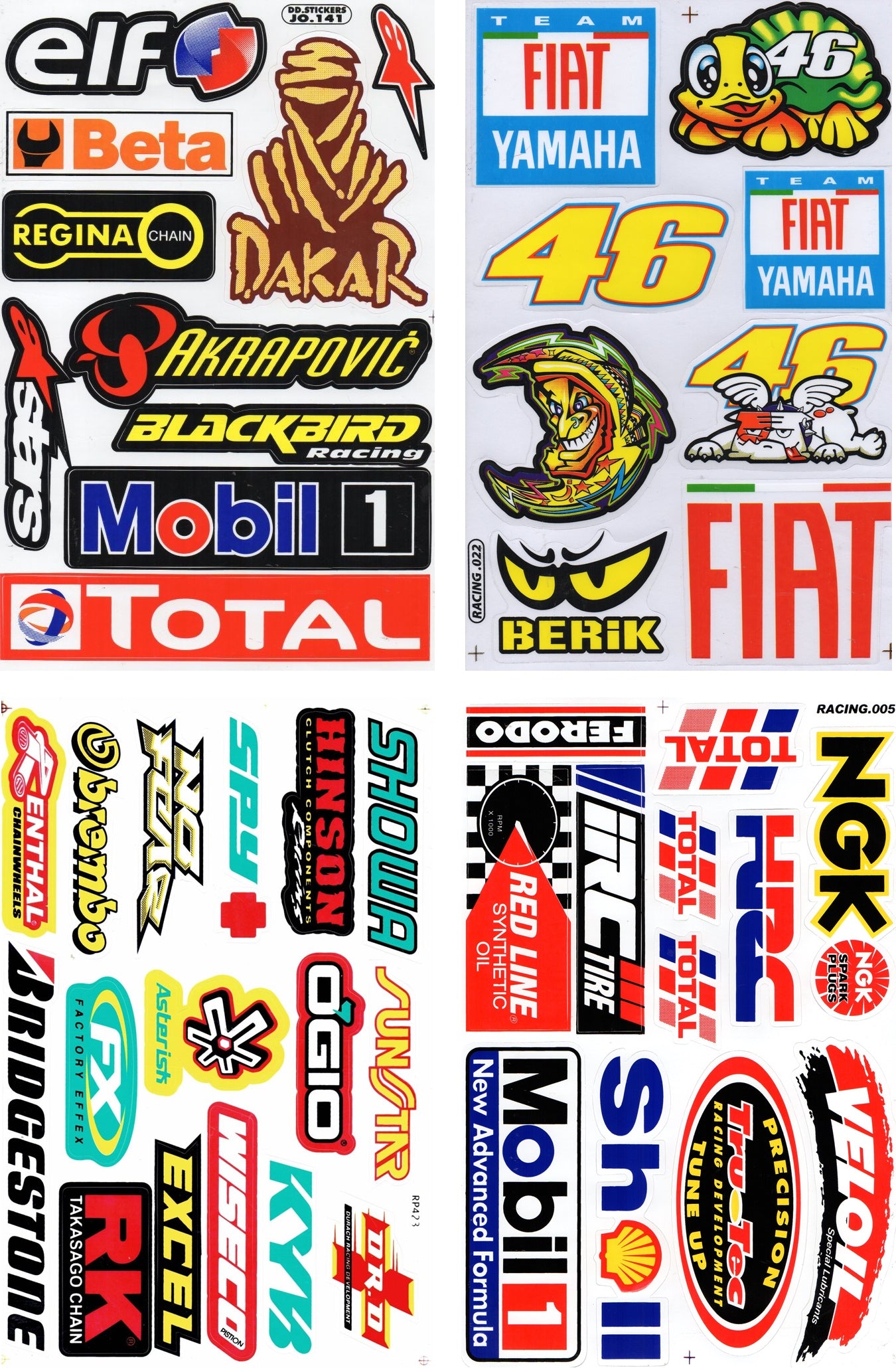4 Bogen Promotion Set Sponsoren Sponsors Aufkleber Sticker Motorrad Moped Roller Skateboard Auto Tuning Modellbau selbstklebend