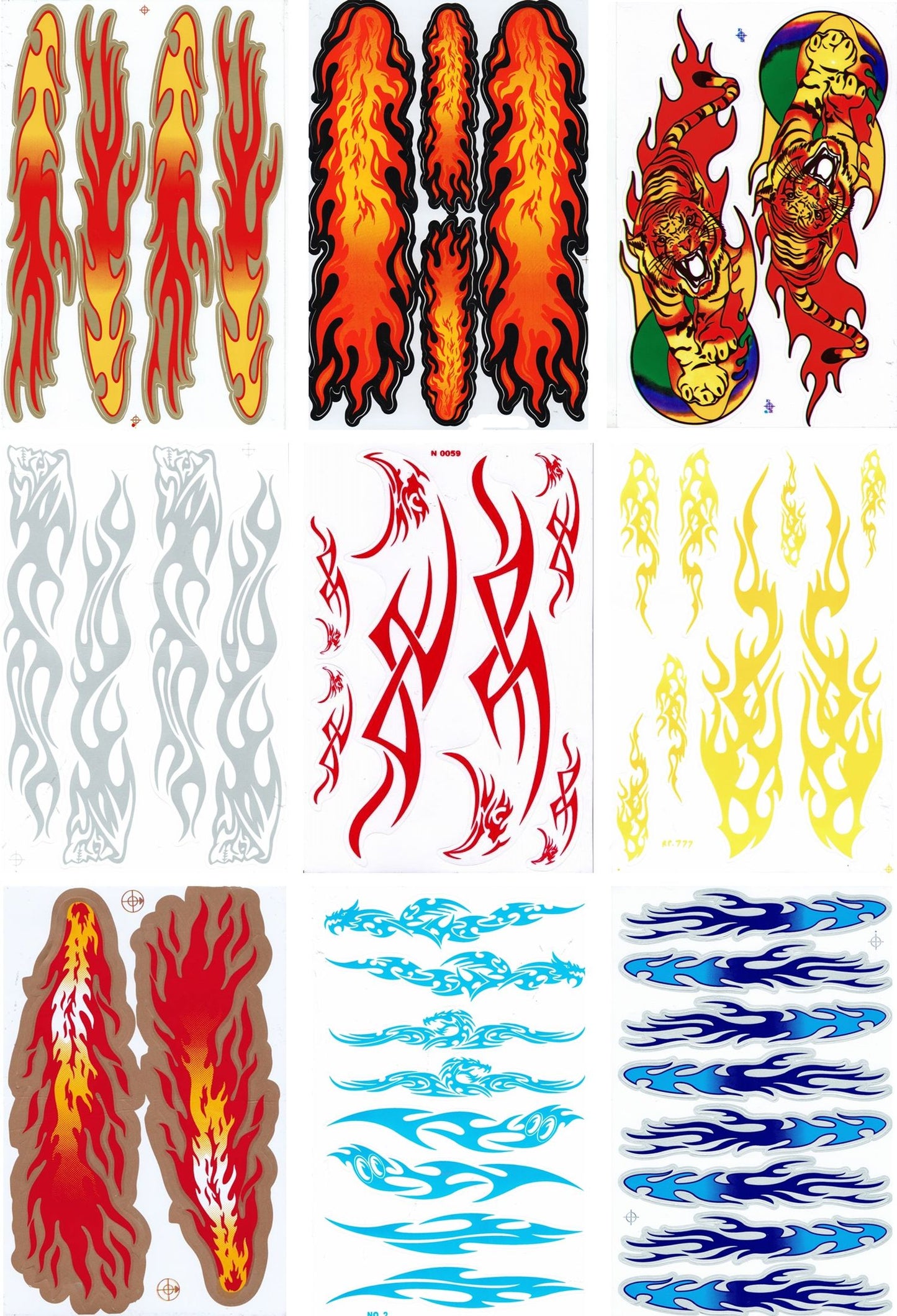 SPARSET 9 BOGEN Flammen Feuer Aufkleber Sticker Motorrad Fahrrad Skateboard Auto Tuning selbstklebend S13