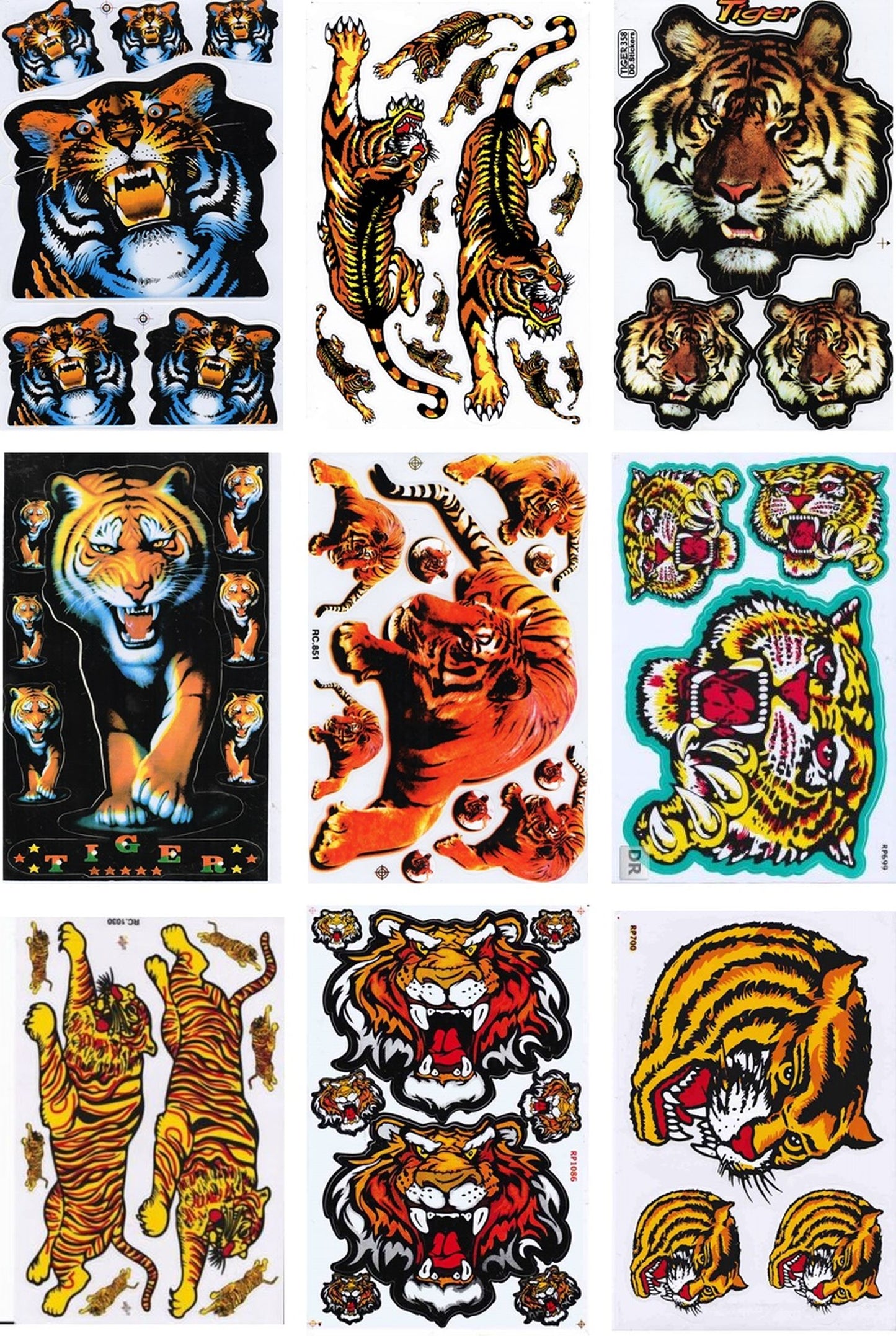 SPARSET 9 BOGEN Tiger Aufkleber Sticker Motorrad Fahrrad Skateboard Auto Tuning selbstklebend S16