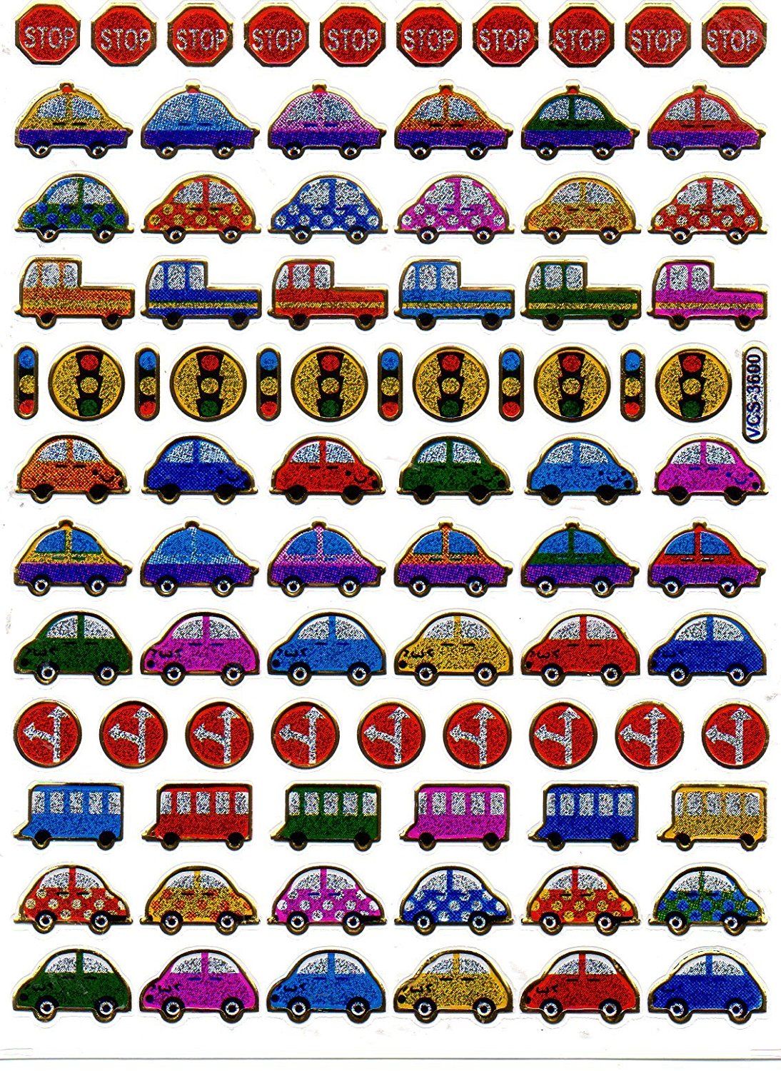 Car traffic light traffic signs sticker sticker metallic glitter effect school children craft kindergarten 1 sheet 029
