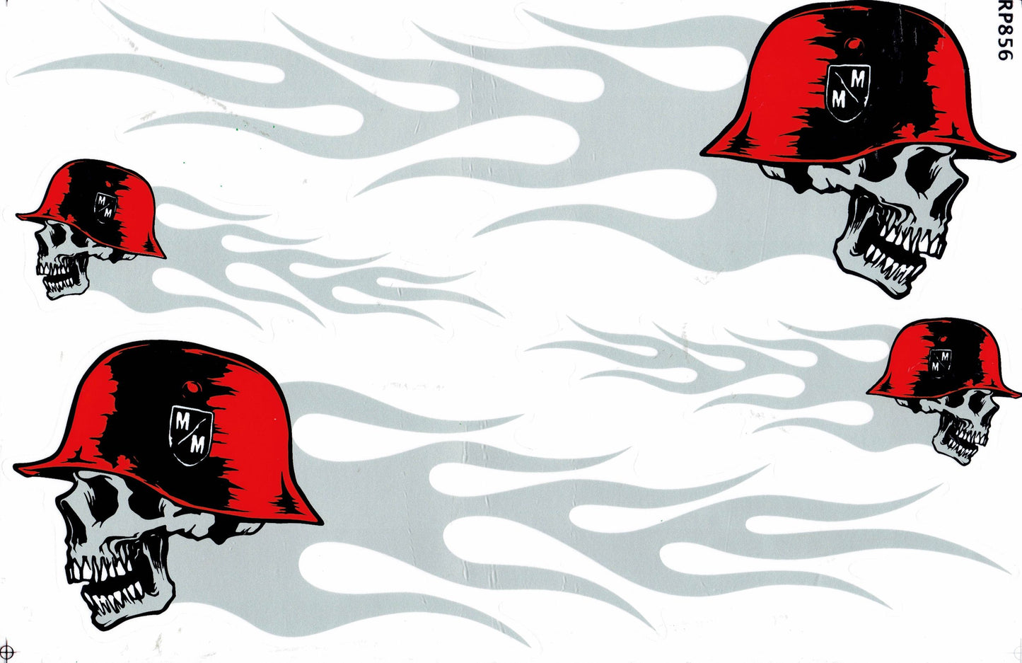 Skull flames fire gray sticker motorcycle scooter skateboard car tuning model building self-adhesive 041