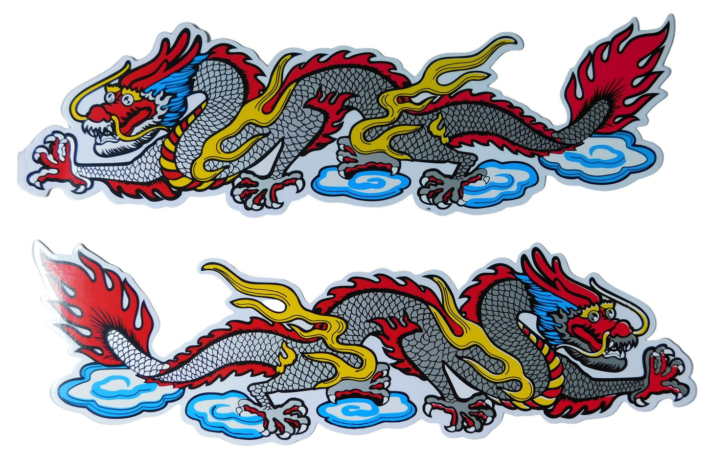 2x Drachen Sticker Aufkleber Folie 2 Blatt 350 mm x 110 mm wetterfest Motorrad Roller Skateboard Auto Tuning selbstklebend ST067