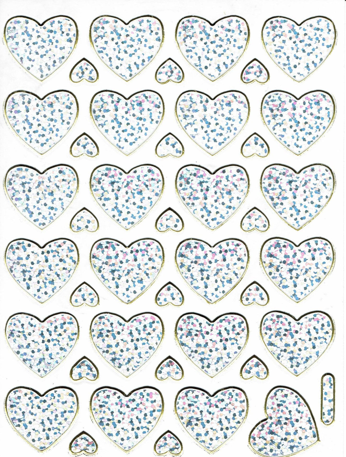 Coeur Coeurs Argent Amour Autocollant Effet Paillettes Métalliques pour Enfants Artisanat Maternelle 1 feuille 097