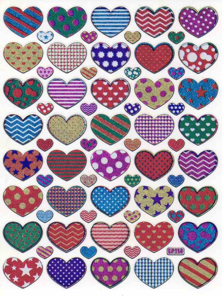 Herz Herzen bunt Liebe Aufkleber Sticker metallic Glitzer Effekt für Kinder Basteln Kindergarten Geburtstag 1 Bogen 102