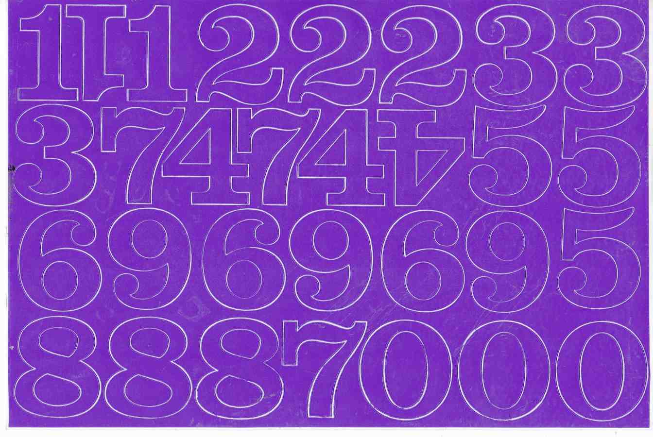 Numbers numbers purple 40 mm high stickers for office folders children crafts kindergarten birthday 1 sheet 107