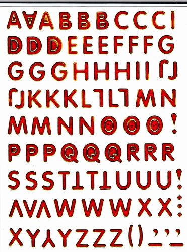 Lettres ABC rouge hauteur 9 mm autocollant autocollant métallisé paillettes effet école bureau dossier enfants artisanat maternelle 1 feuille 129