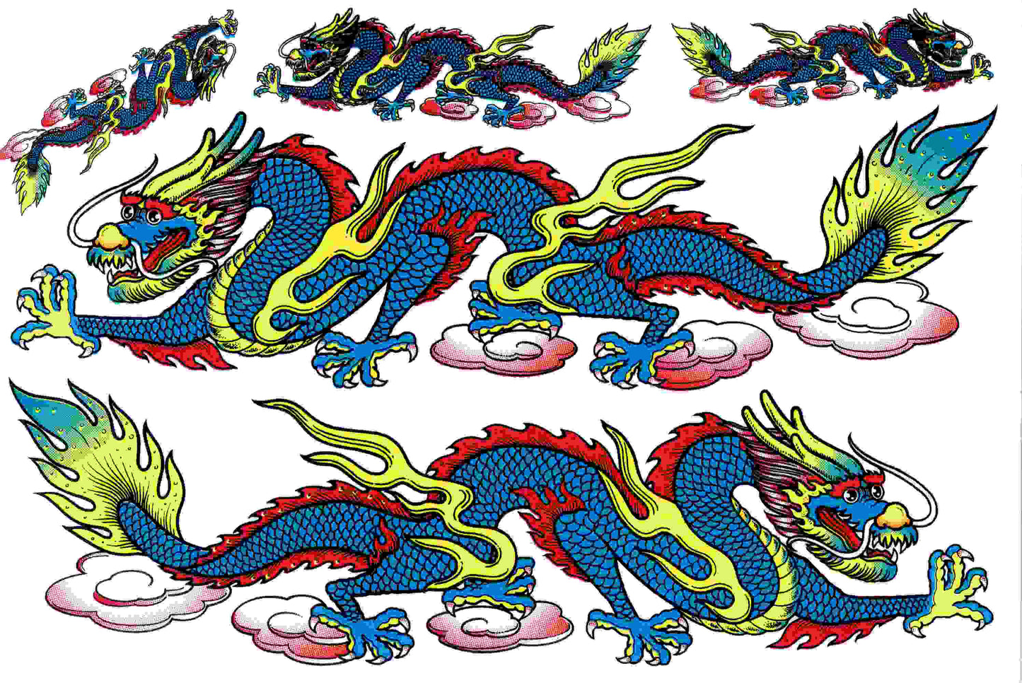 Dragon snake blue sticker motorcycle scooter skateboard car tuning self-adhesive 143