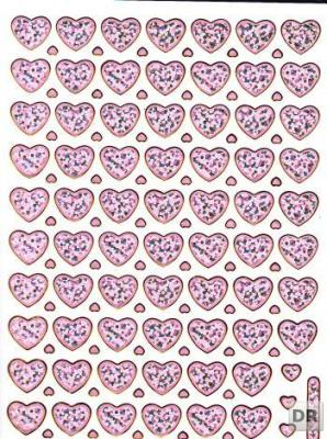 Heart Hearts Pink Love Sticker Metallic Glitter Effect for Children Crafts Kindergarten 1 sheet 180