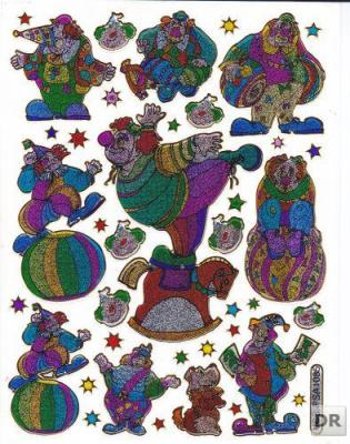 Clown cirque autocollant autocollant métallisé paillettes effet écoliers artisanat maternelle 1 feuille 191