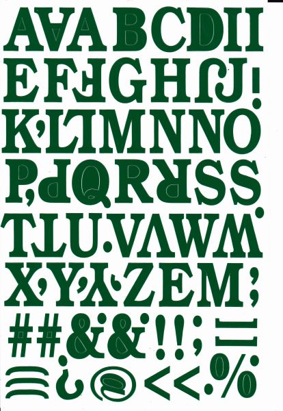 Lettres ABC vert 30 mm de haut autocollant pour dossiers de bureau enfants artisanat maternelle anniversaire 1 feuille 195