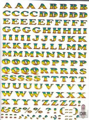 Lettres ABC coloré hauteur 7 mm autocollant autocollant métallisé paillettes effet école bureau dossier enfants artisanat maternelle 1 feuille 221