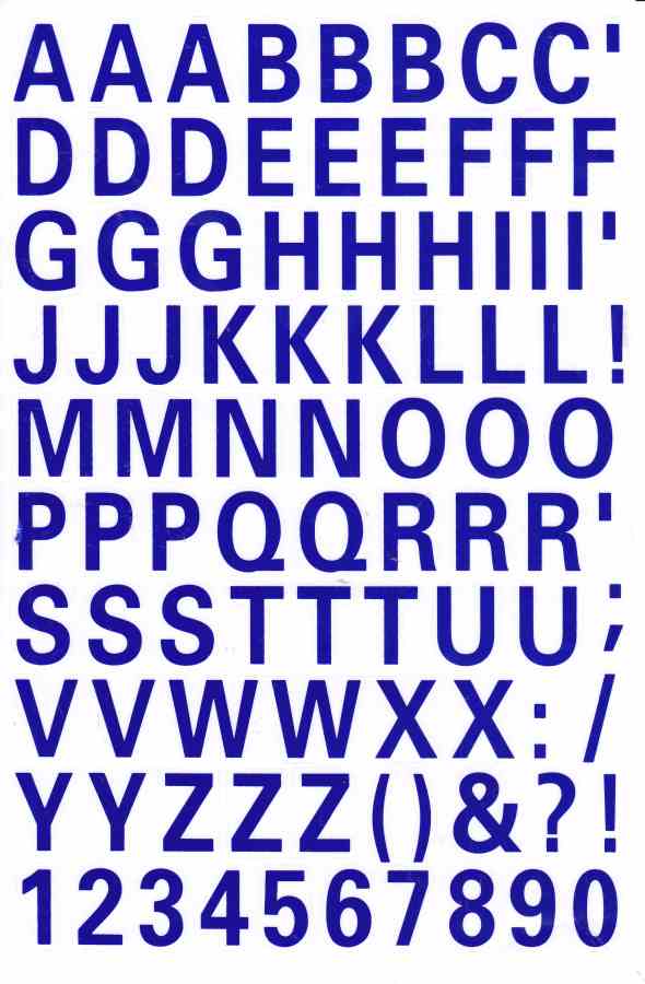 Lettres ABC bleu 22 mm haut autocollant pour dossiers de bureau enfants artisanat maternelle anniversaire 1 feuille 298