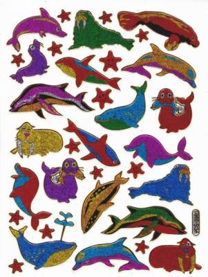 Fisch Sticker Metallic Glitzer – Bunte Meeresbewohner Aufkleber | Selbstklebende Kinder Sticker