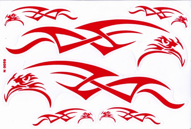 Adler Flammen Feuer rot Aufkleber Sticker Motorrad Roller Skateboard Auto Tuning Modellbau selbstklebend 328