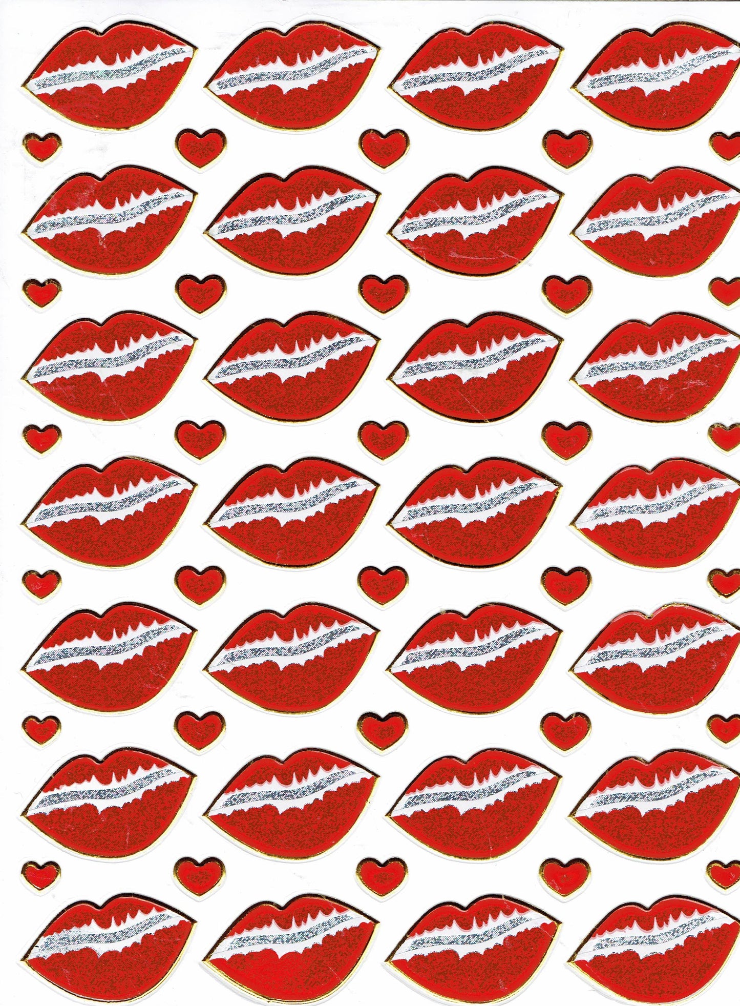 Kussmund Herz Herzen rot Liebe Aufkleber Sticker metallic Glitzer Effekt für Kinder Basteln Kindergarten Geburtstag 1 Bogen 330