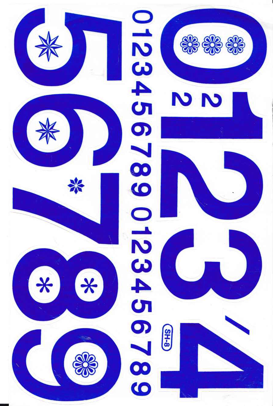 Numbers 123 blue 70 mm high sticker for office folders children crafts kindergarten birthday 1 sheet 344