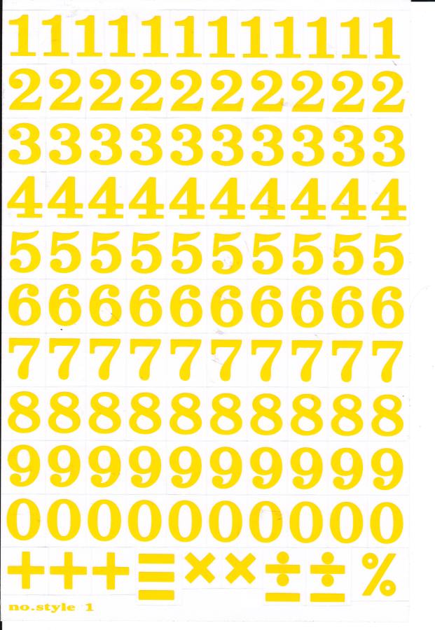 Zahlen Nummern 123 gelb 18 mm hoch Aufkleber Sticker für Büro Ordner Kinder Basteln Kindergarten Geburtstag 1 Bogen 346
