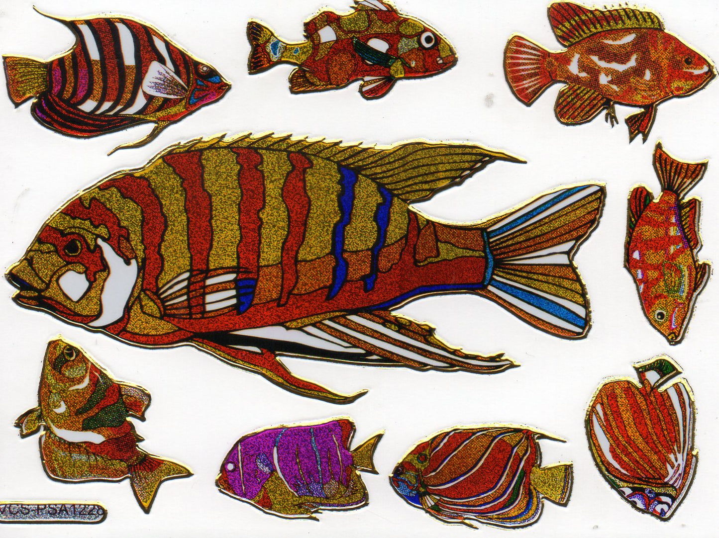 Fish Fish sea creatures aquatic animals animals colorful stickers metallic glitter effect for children crafts kindergarten birthday 1 sheet 355