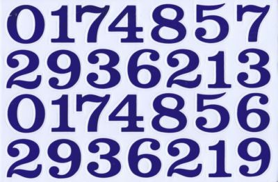 Numbers 123 blue 37 mm high sticker for office folders children crafts kindergarten birthday 1 sheet 384