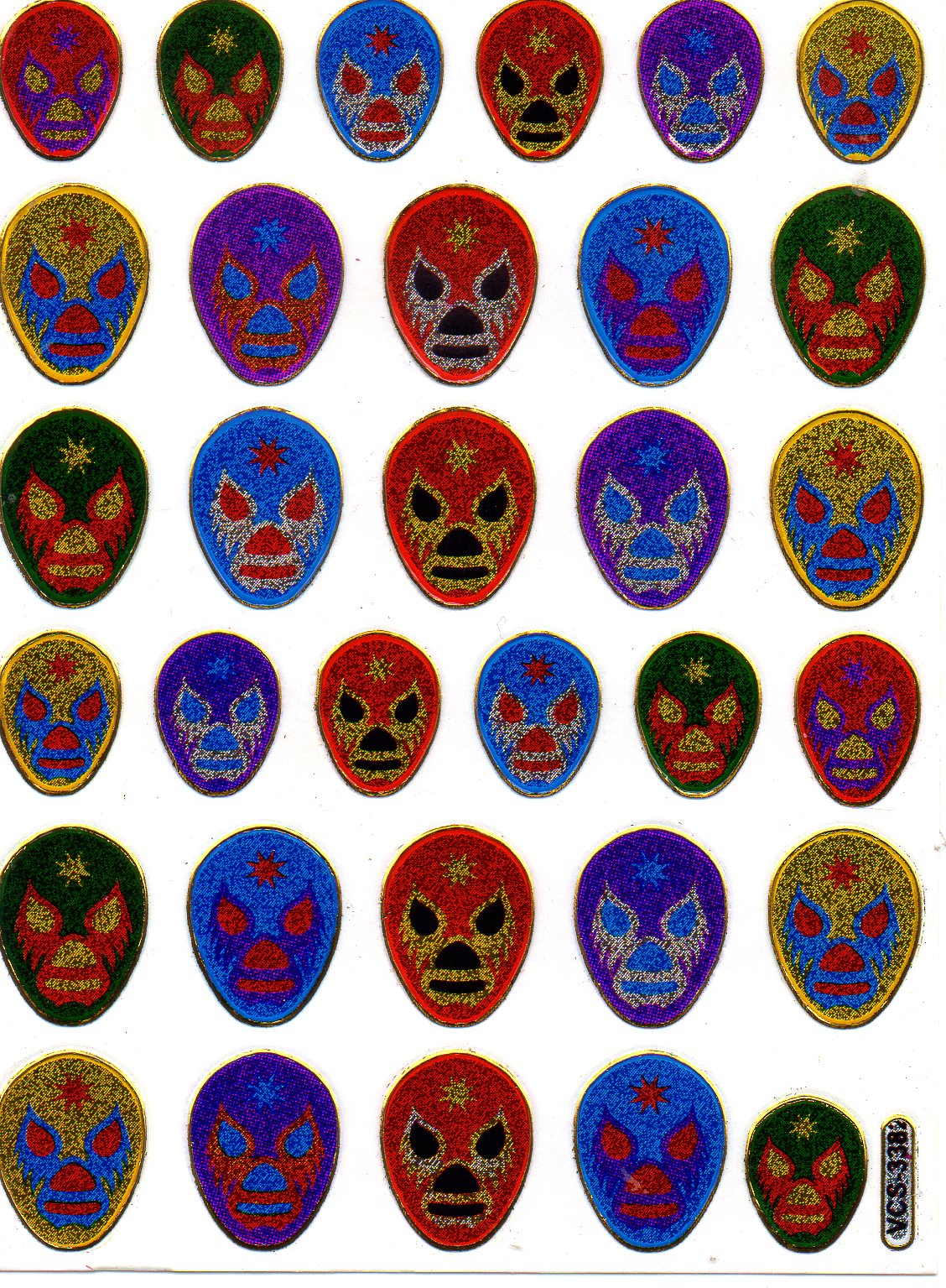 Voodoo Mask Sticker Metallic Glitter Effect School Children Crafts Kindergarten 1 feuille 403