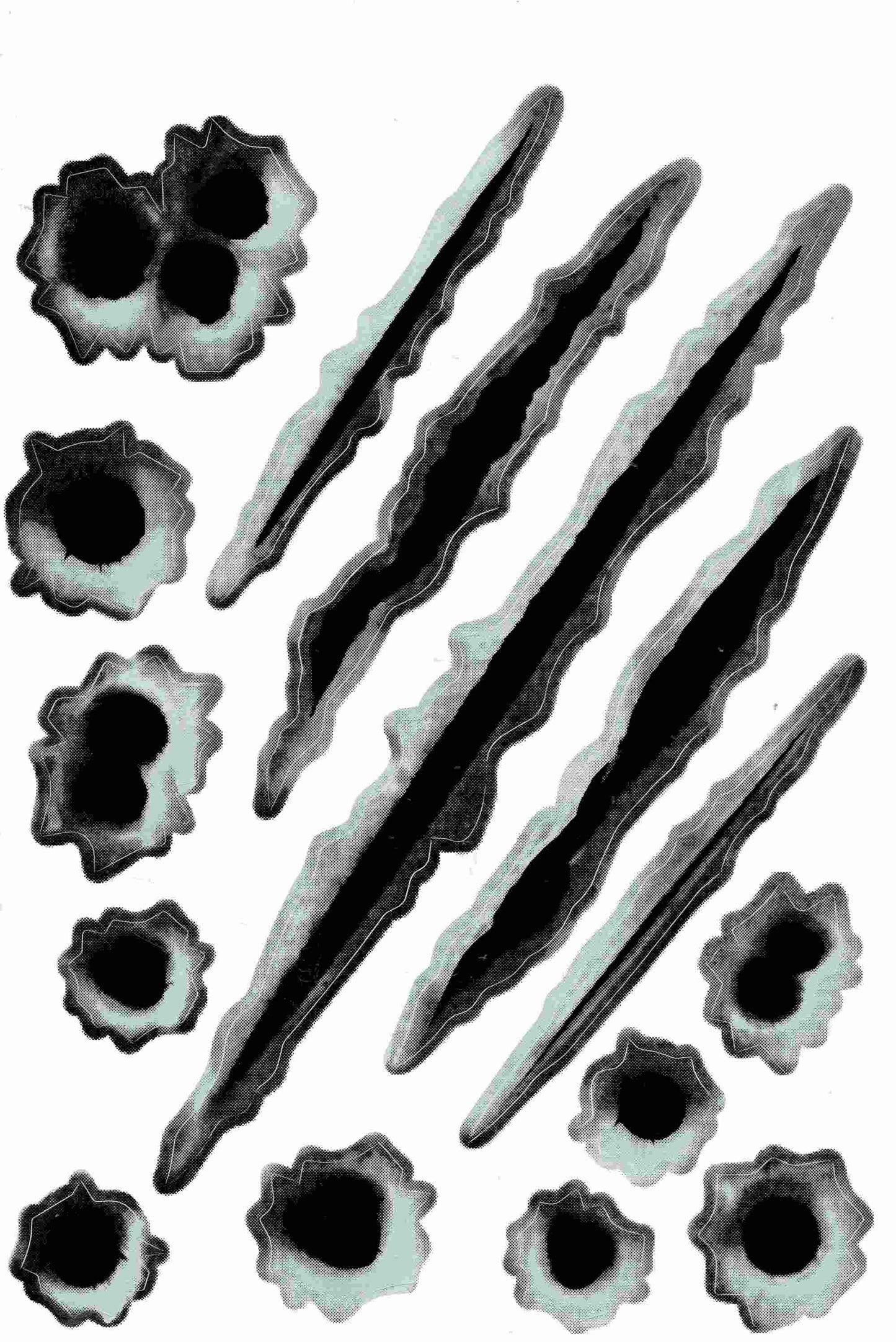 Einschusslöcher grau Krallen Aufkleber Sticker Motorrad Roller Skateboard Auto Tuning selbstklebend 411