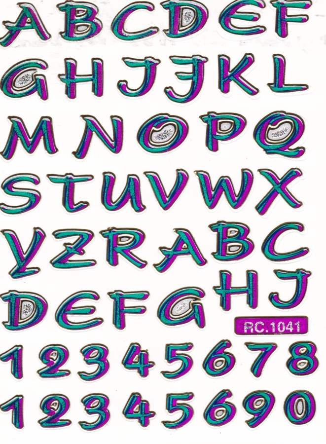Letters ABC colorful height 17 mm sticker sticker metallic glitter effect school office folder children craft kindergarten 1 sheet 440
