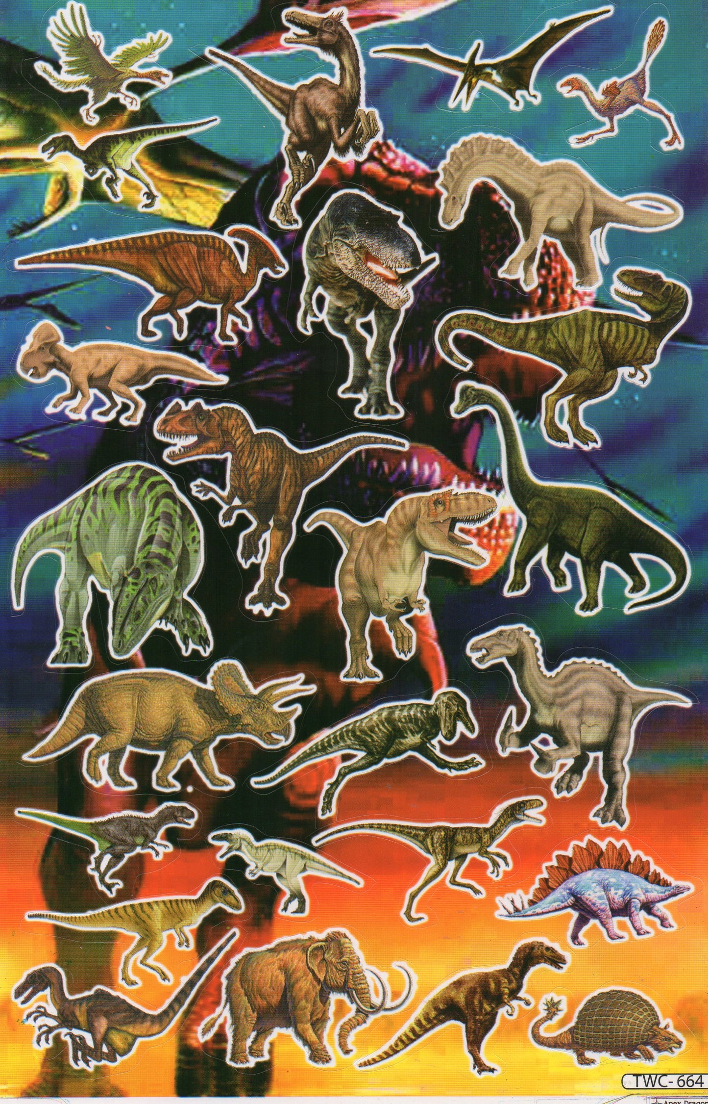 Dino Dinosaurier Jurassic T-Rex Raptor Tiere Aufkleber Sticker für Kinder Basteln Kindergarten Geburtstag 1 Bogen 446