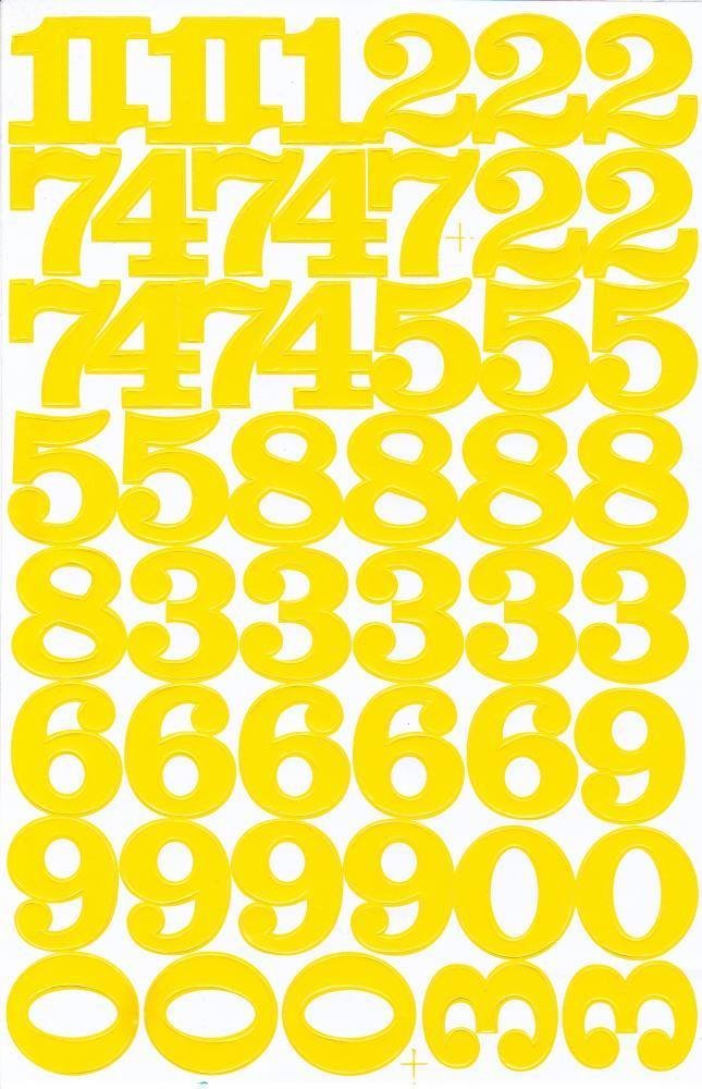 Numbers 123 yellow 32 mm high sticker for office folders children crafts kindergarten birthday 1 sheet 470